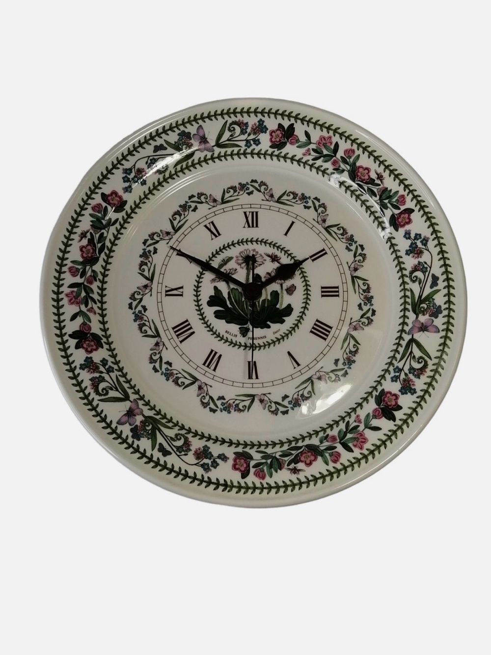 Portmeiron Vtg 1970s Botanic Garden Wall Plate Clock Bellis Daisy Keeps Time